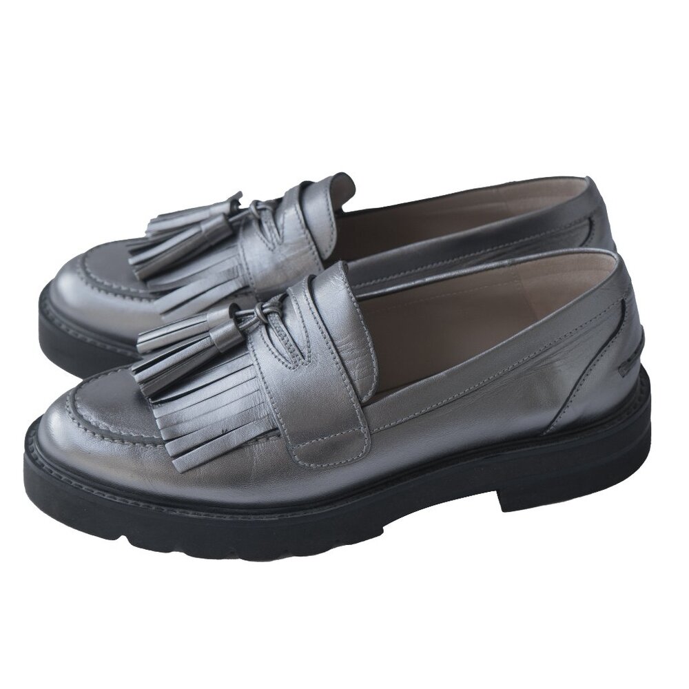 Stuart Weitzman Silver Penny Loafer